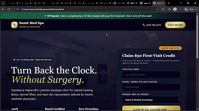 Cover image for website design for a med spa with instant estimator