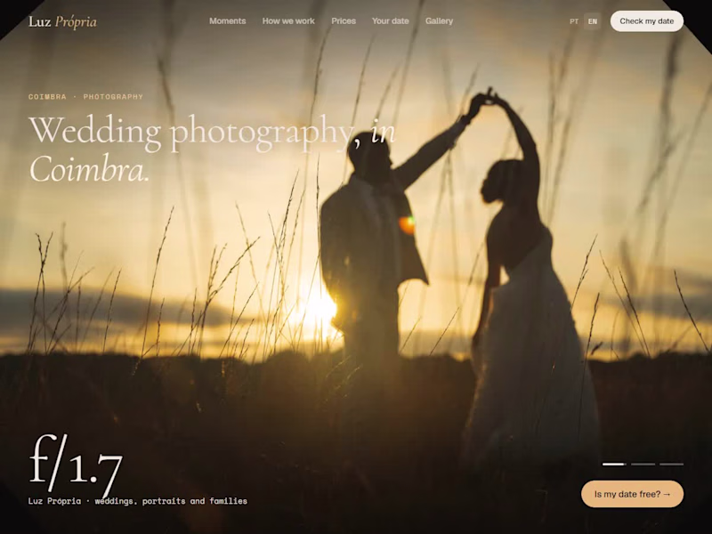 Cover image for A wedding photography website that plays like a film through...