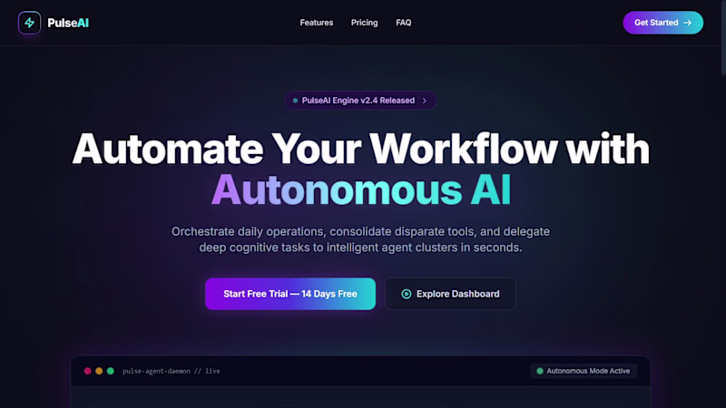 Cover image for PulseAI — High-Converting SaaS Landing