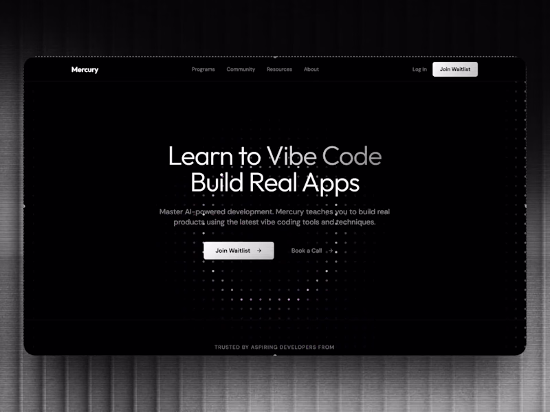 Cover image for Hero section design for upcoming vibe coding school | Mercury