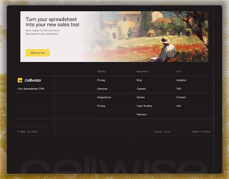 Cover image for Footer design for a saas website (spreadsheet crm). ✨