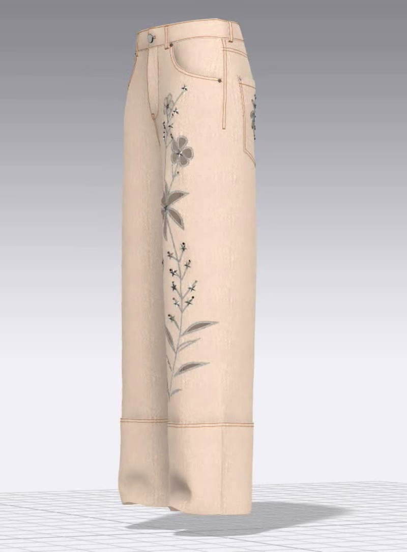 Cover image for Loose Straight Embroidery Stone Denim