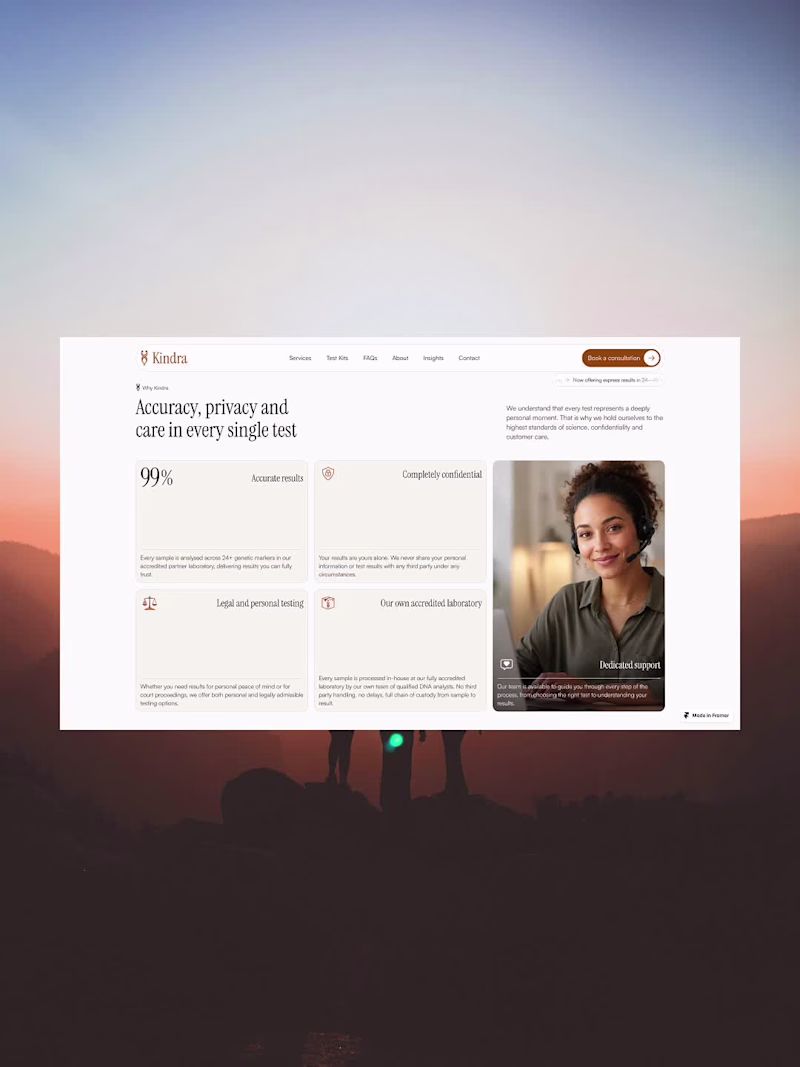Cover image for Kindra, my latest Framer website
