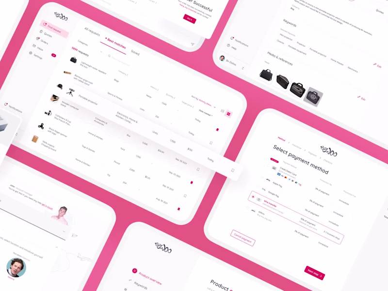 Cover image for Eewoo. SaaS web app Sourcing products marketplace. UI/UX design