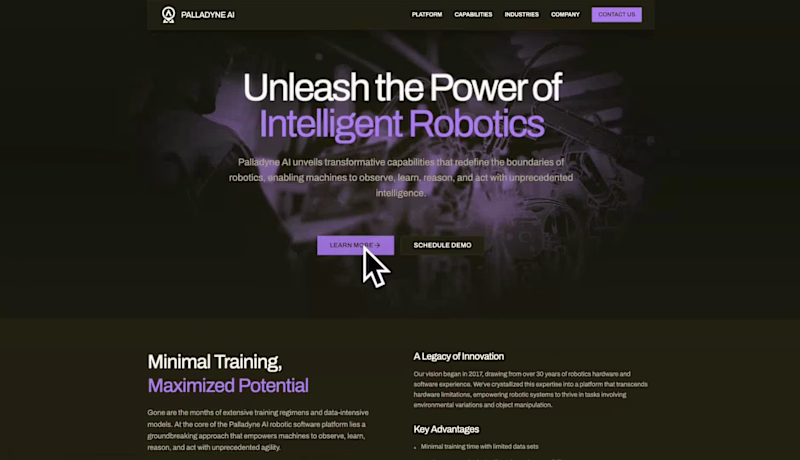 Cover image for Concept redesign for Palladyne AI. Edge-based AI robotics pl...