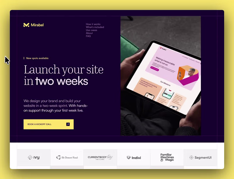 Cover image for Recent website design for Mirabel