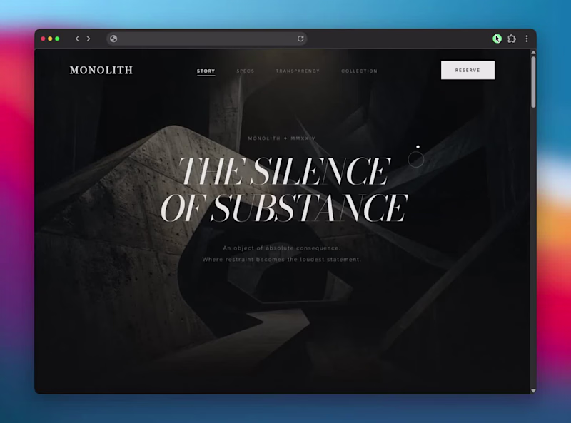 Cover image for Title: Monolith — Cinematic E-Commerce