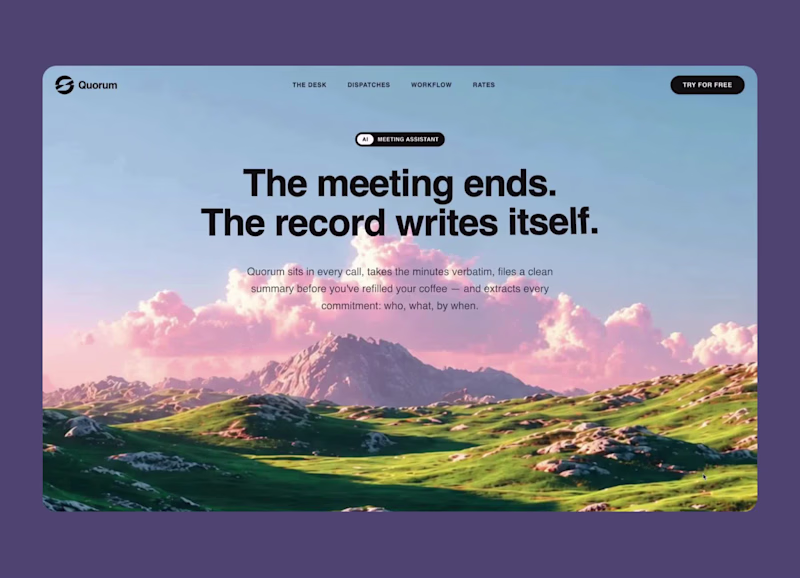 Cover image for Quorum - AI Meeting Assistant Product Website
