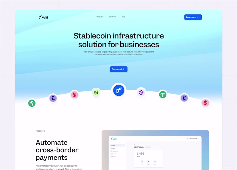 Cover image for Landing page for Stablecoin infrastructure business