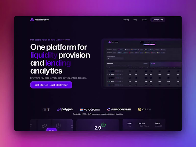 Cover image for Metrix Finance Crypto SaaS - Framer Design & Dev