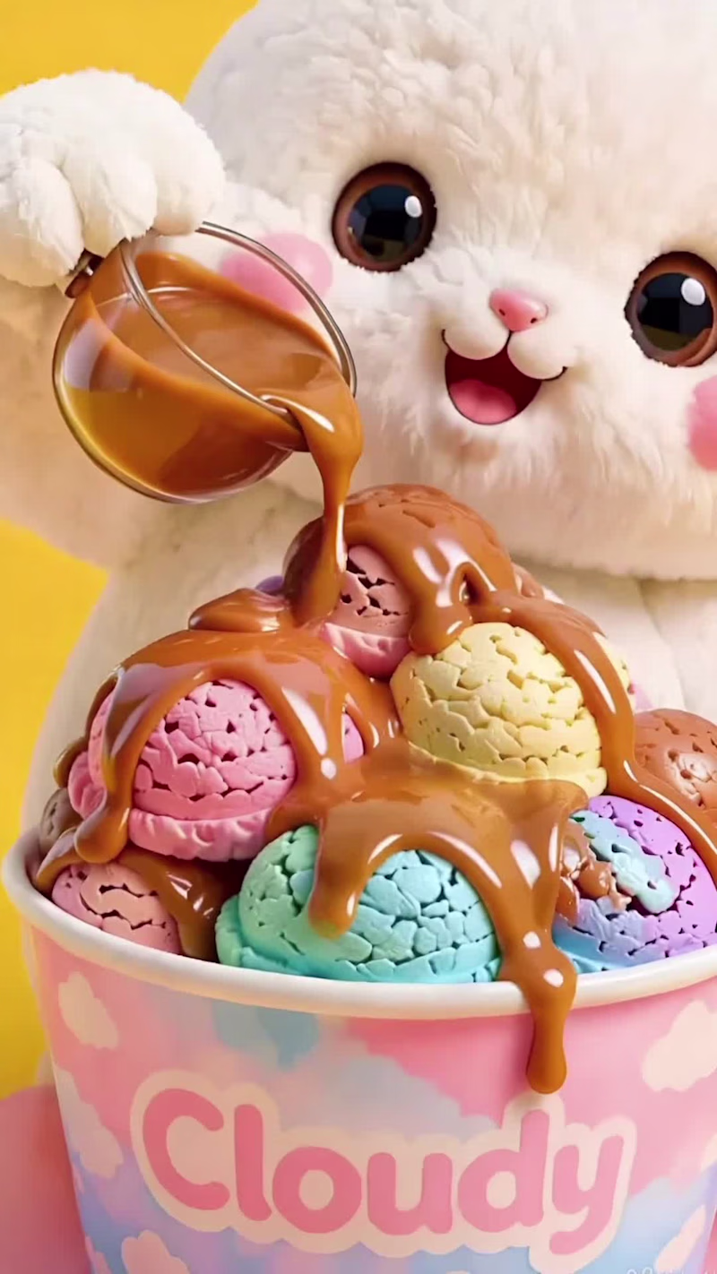 Cover image for Delight in Premium Plush Bunny Ice Cream: Sweet Commercial