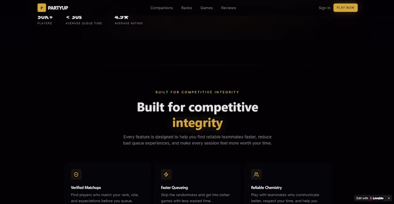 Cover image for PartyUp — Gaming Landing Page