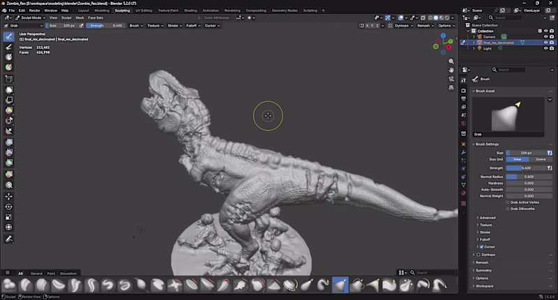 Cover image for I have sculpted a zombie rex with blender.