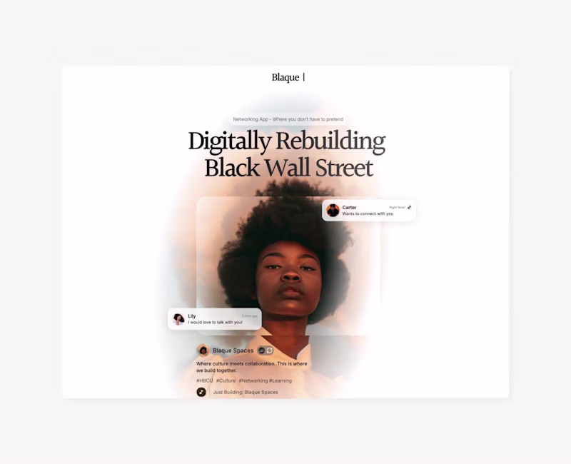 Cover image for Just finished developing the Blaque Spaces website on Framer...