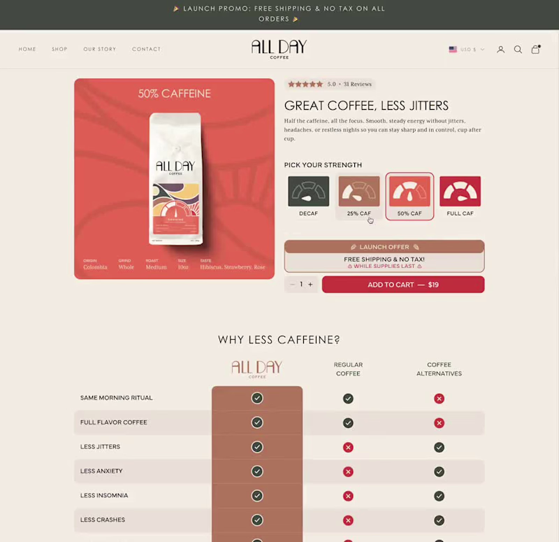 Cover image for All Day Coffee – Replo Landing Page