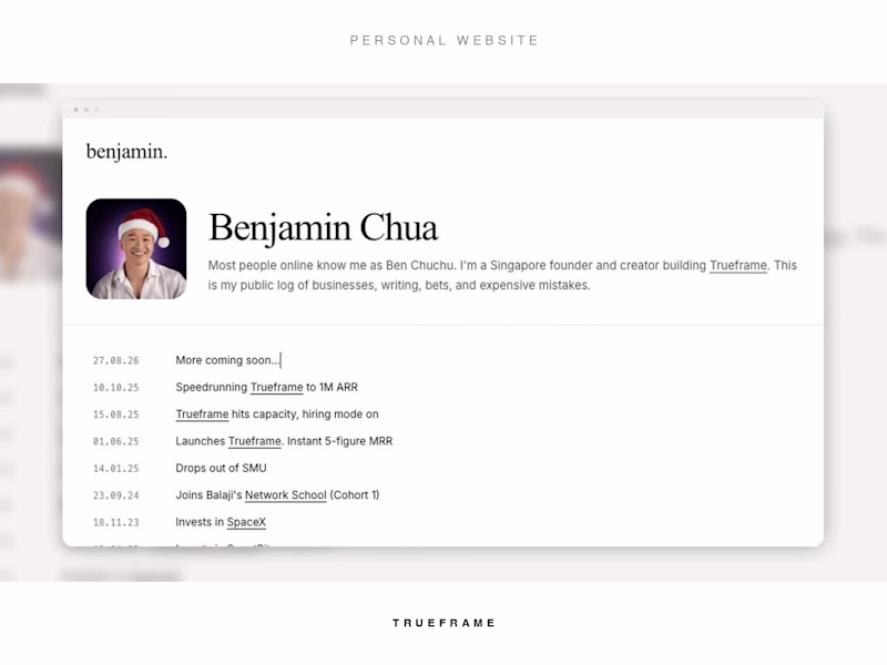 Cover image for Benjamin Chua Yuu Zhe: A Site Built as a Living Timeline