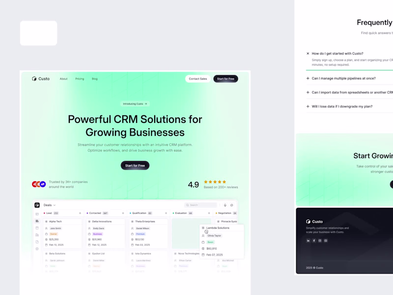 Cover image for Custo - CRM Landing Page