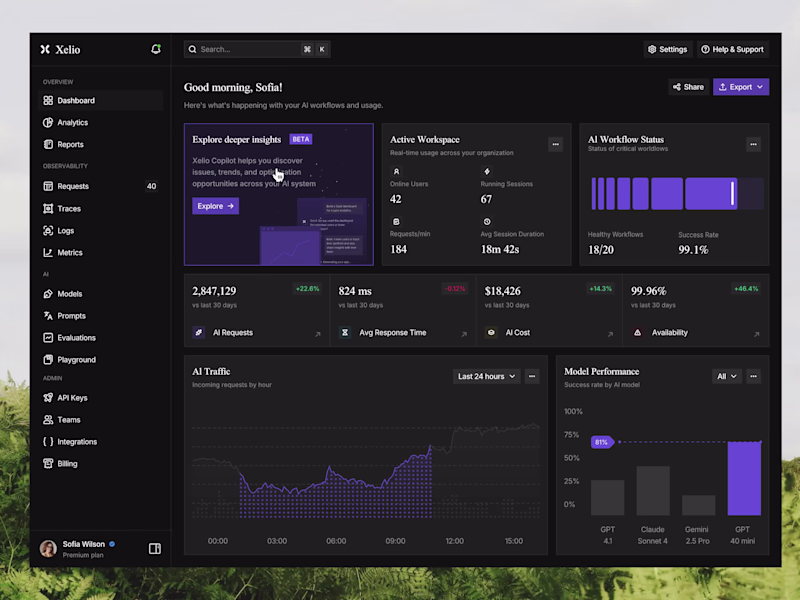 Cover image for Xelio - AI Dashboard -