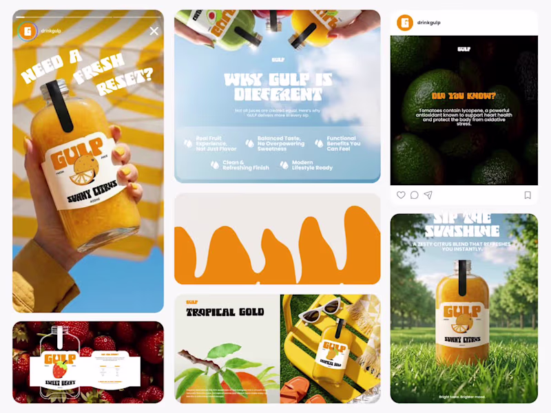 Cover image for Gulp Juice - Brand Identity and Social Media Kit Design