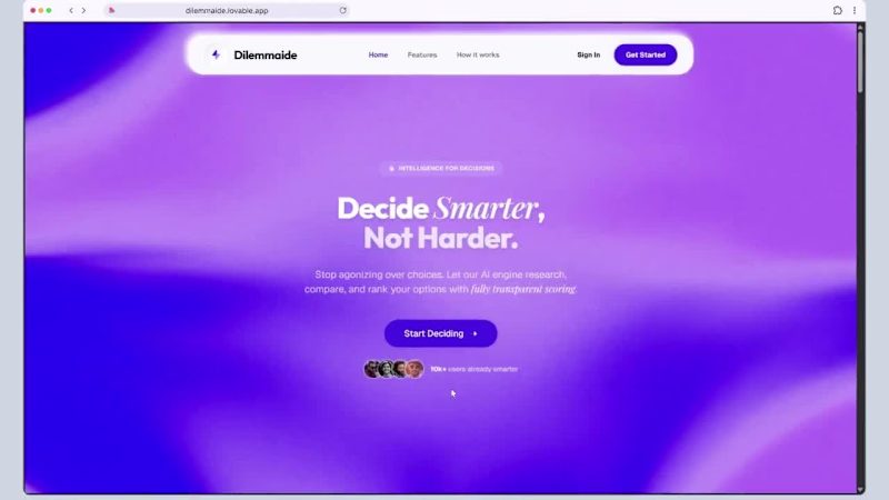 Cover image for Dilemmaide- AI Powered Decision Making App
