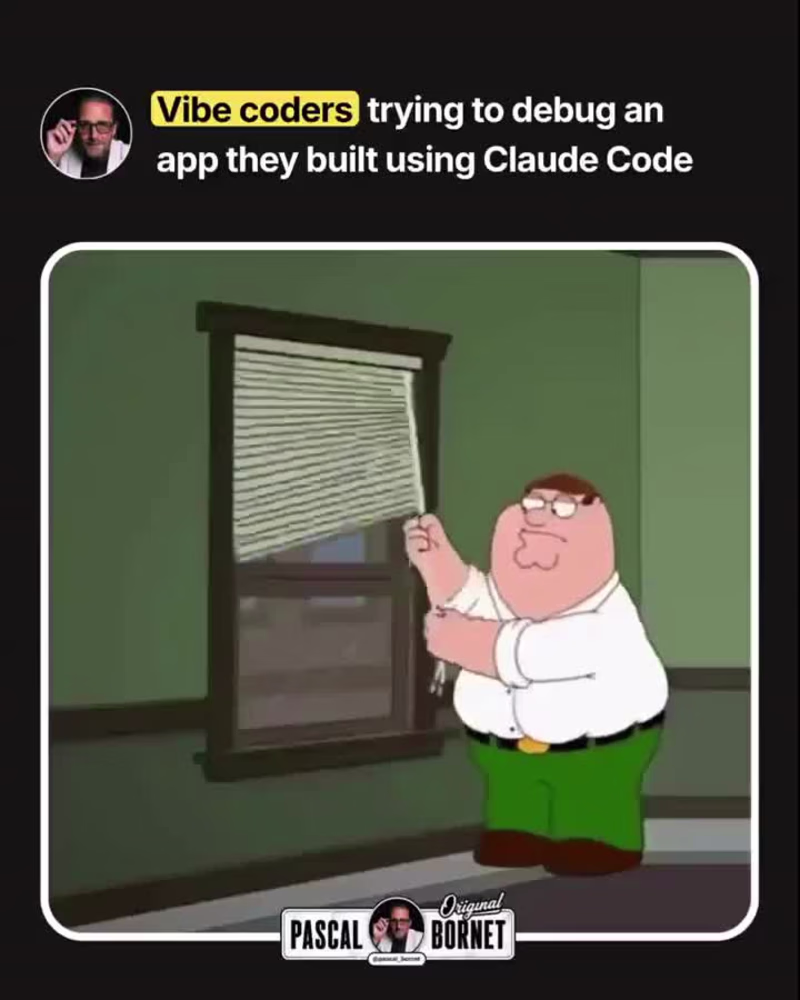 Cover image for Vibe coders trying to debug and app they built using Claude ...