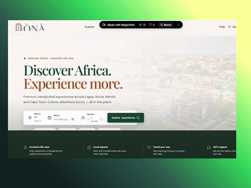 Cover image for Design and Development of ÒNÀ Travel Platform