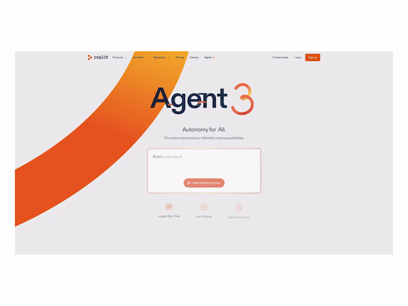 Cover image for Replit Agent 3 product launch page