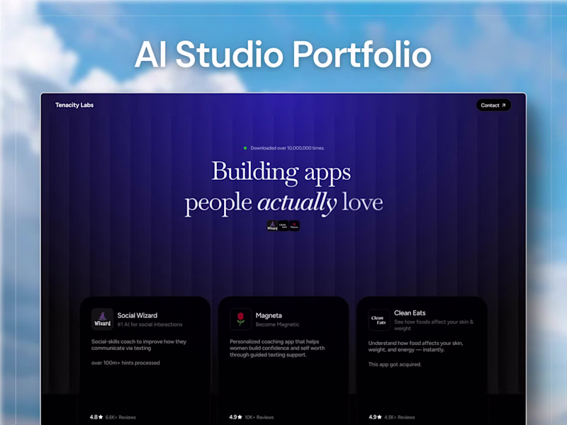 Cover image for Sleek Portfolio website for an AI App studio built in Framer