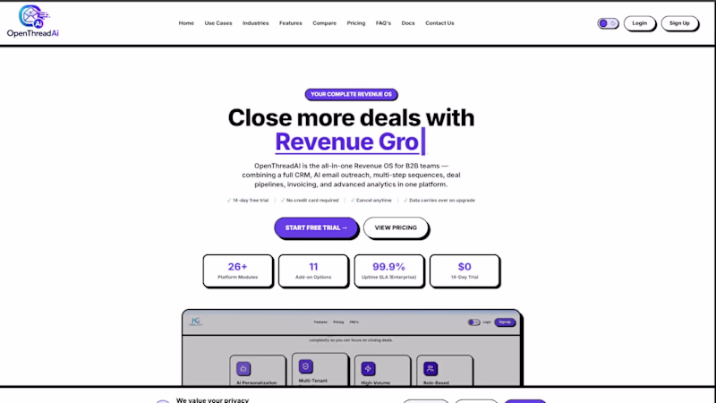 Cover image for OpenThreadAI - AI-Powered Revenue OS
Designed