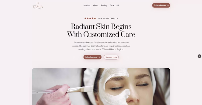 Cover image for Project Name: Tamia Beauty Website