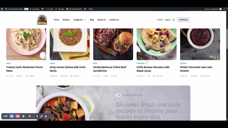 Cover image for Food Recipe Story Book Website